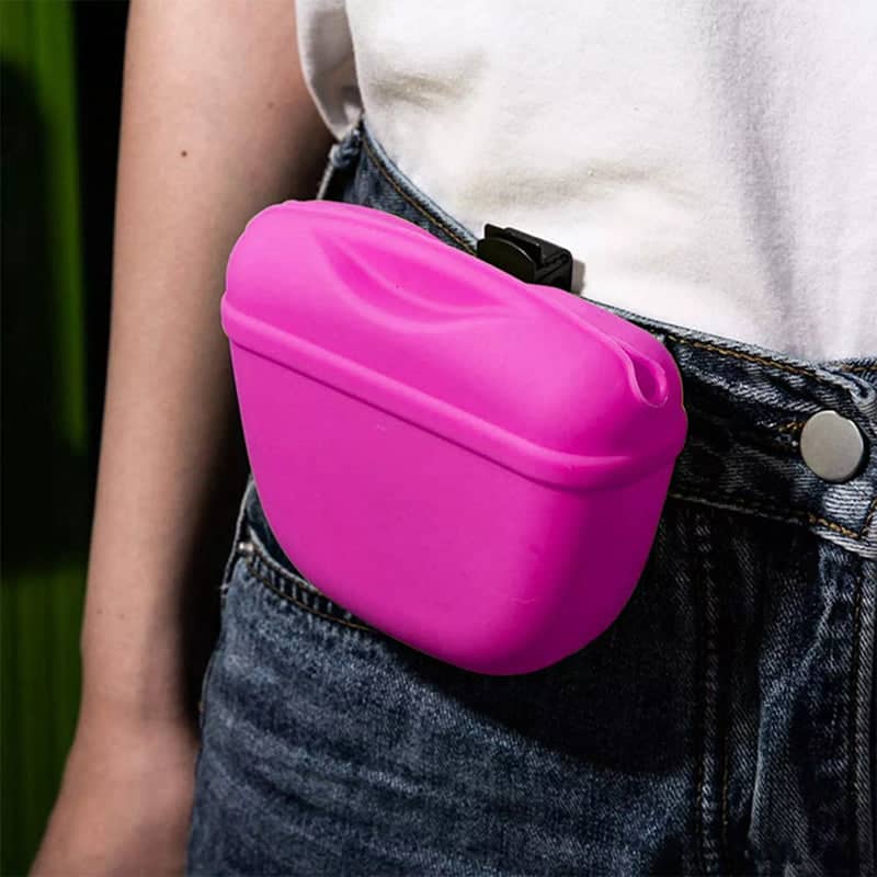 Silicone Dog Training Treat Pouch with Belt Clip - Grey - view 5