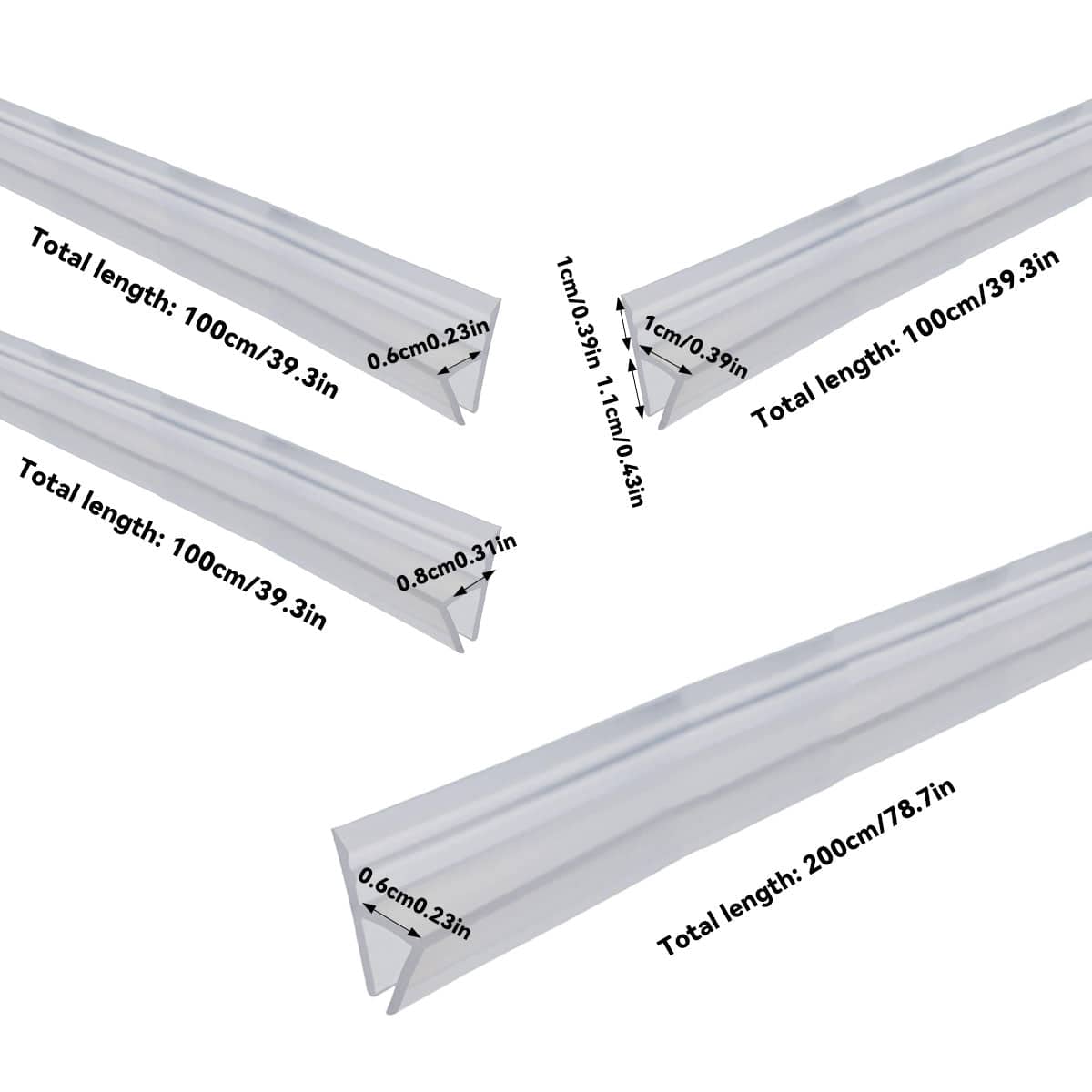 Silicone Door and Window Sealing Strip, Pack of 4 - 0.8 x 100 cm - view 4
