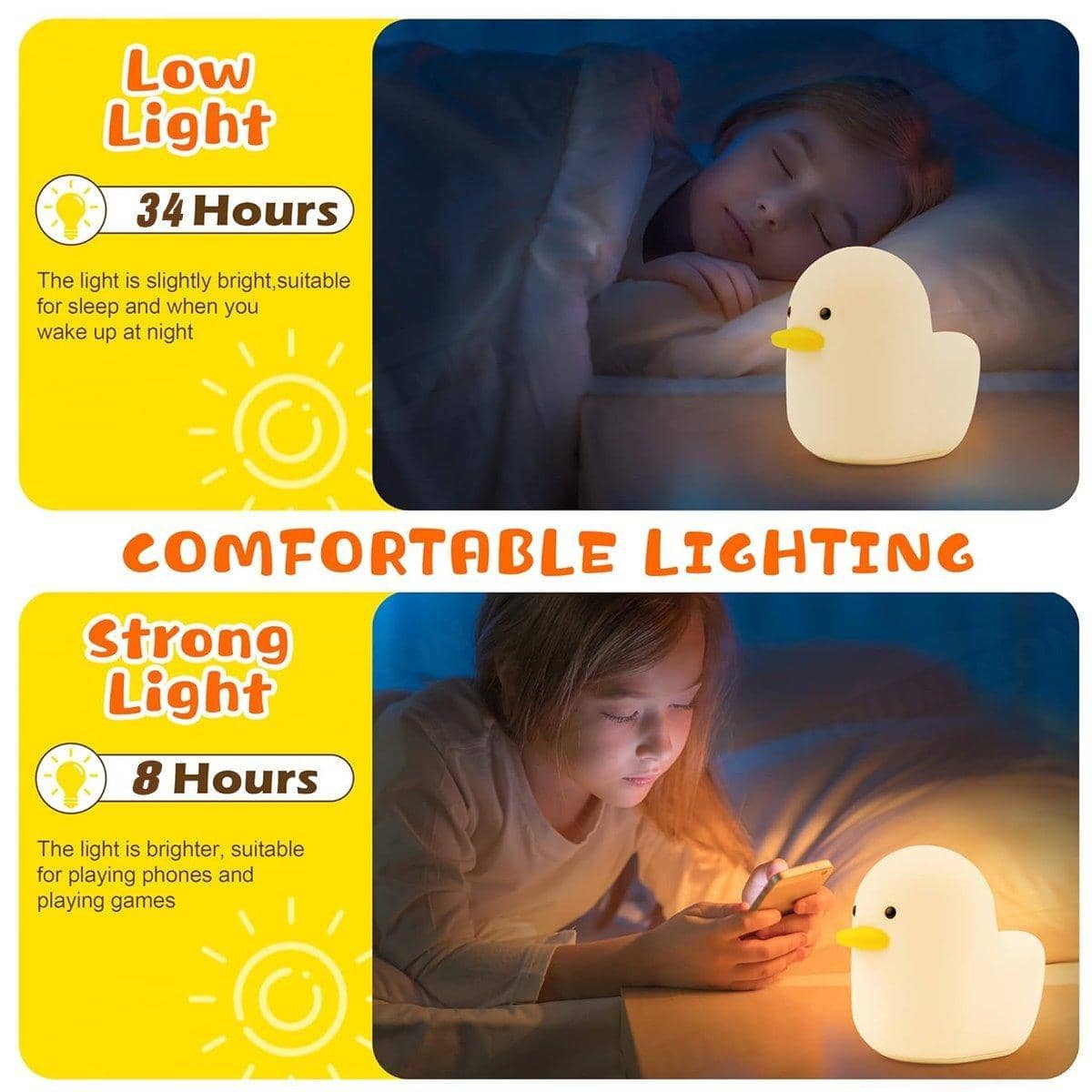 Silicone Duck Night Light for Kids, Bedtime Lamp - view 5