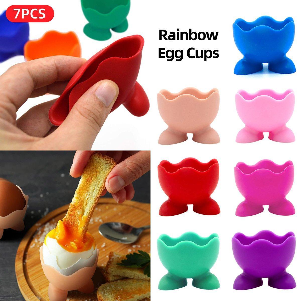 Silicone Egg Cups, Set of 7 - Assorted Colours