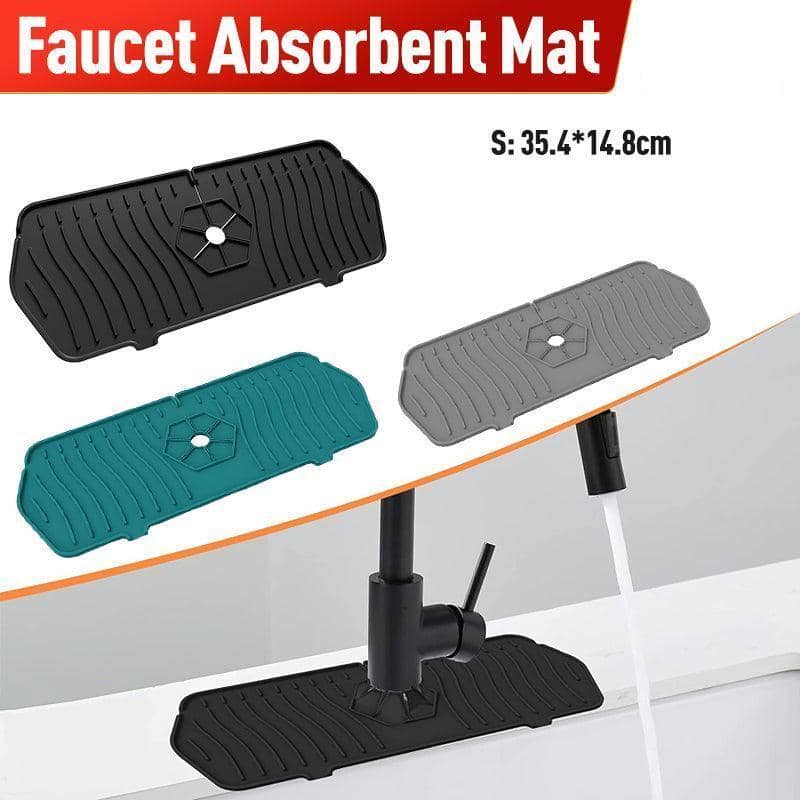 Silicone Faucet Splash Guard Mat, Small (35 x 14.8 cm) - Teal Green - view 2