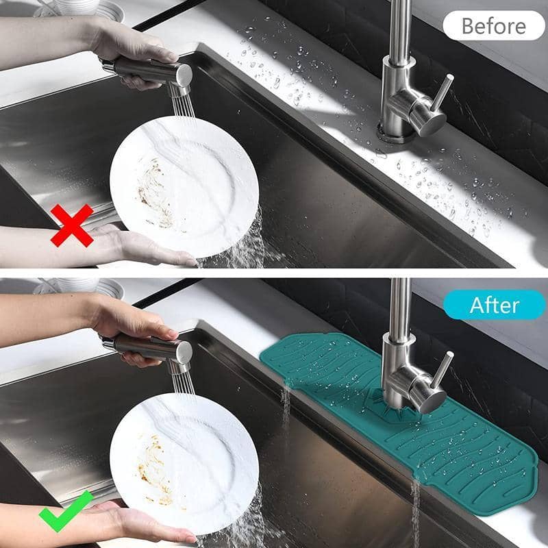 Silicone Faucet Splash Guard Mat, Small (35 x 14.8 cm) - Teal Green - view 5