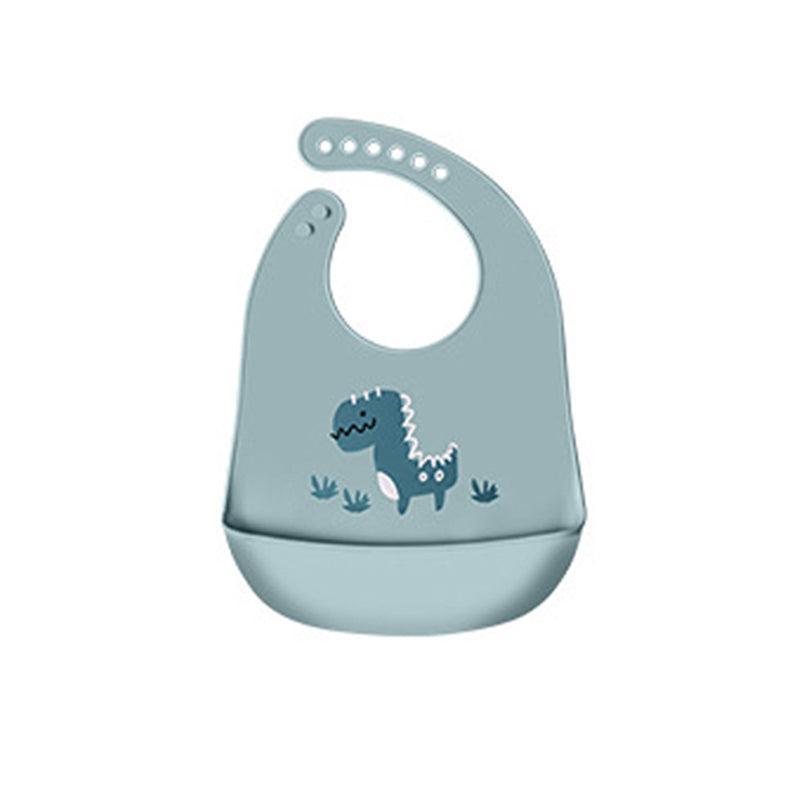 Silicone Feeding Bib with Food Catcher Pocket, Waterproof - Dinosaur