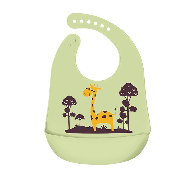 Silicone Feeding Bib with Food Catcher Pocket, Waterproof - Giraffe