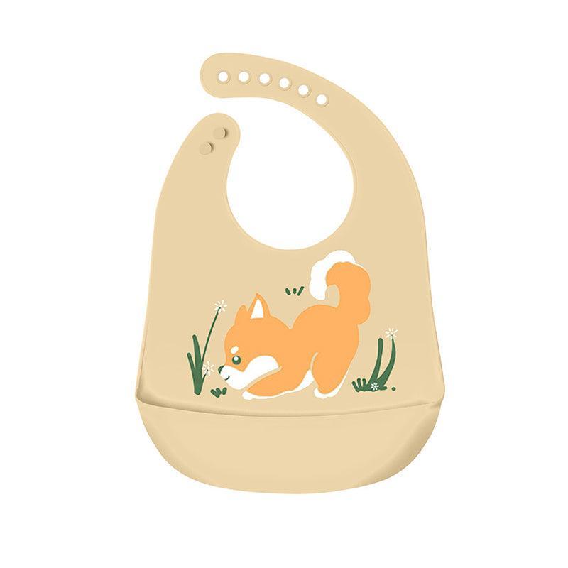 Silicone Feeding Bib with Food Catcher Pocket, Waterproof - Puppy