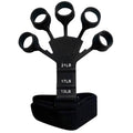 Silicone Finger Strength Exerciser with Wrist Strap - Black, Five Finger Rings, 21 lb