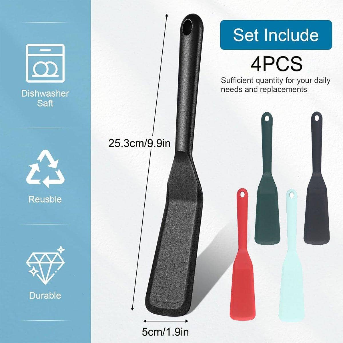 Silicone Frying Spatula Set, Non-Stick Safe, Pack of 4 - view 3