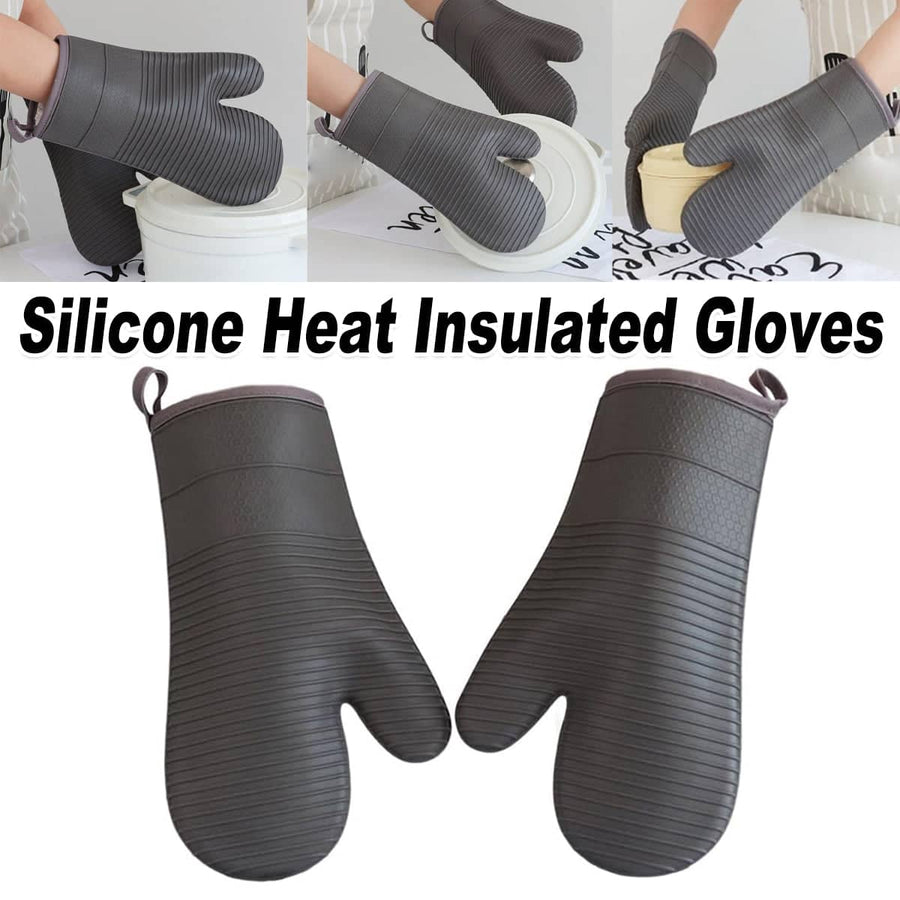 Silicone Heat Resistant Oven Gloves with Cotton Lining for Baking and BBQ