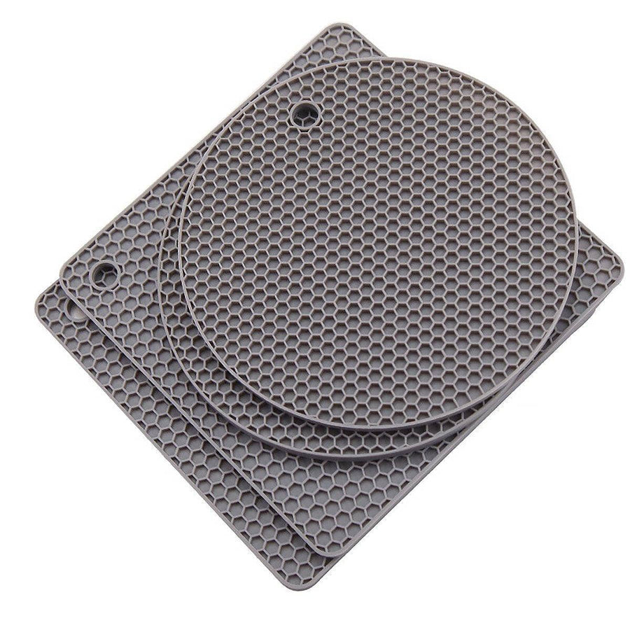 Silicone Honeycomb Heat Resistant Mats, Pack of 4 - Grey