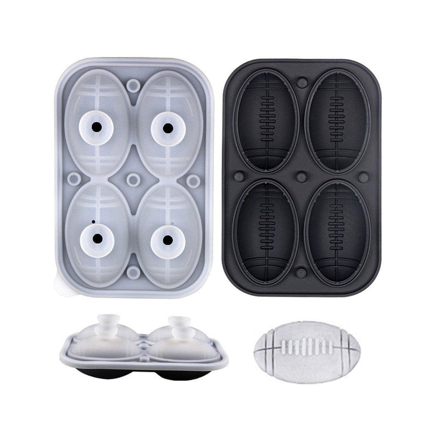 Silicone Ice Ball Mould with Lid - Black, Rugby