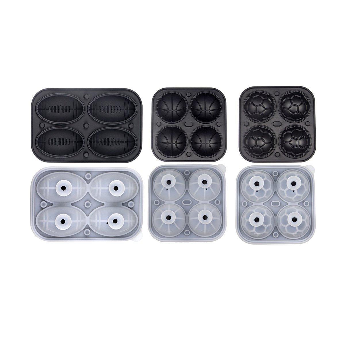 Silicone Ice Ball Mould with Lid - Black, Rugby - view 3