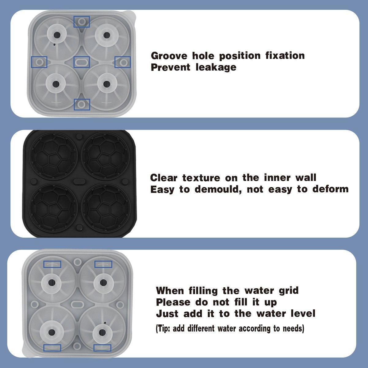 Silicone Ice Ball Mould with Lid - Black, Rugby - view 4