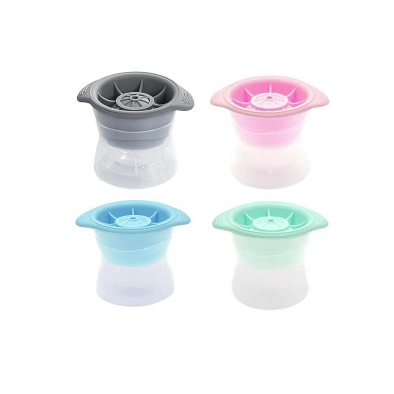 Silicone Ice Ball Moulds for Whisky and Cocktails, Pack of 4 - 4 Colours: Grey, Pink, Blue and Mint Green