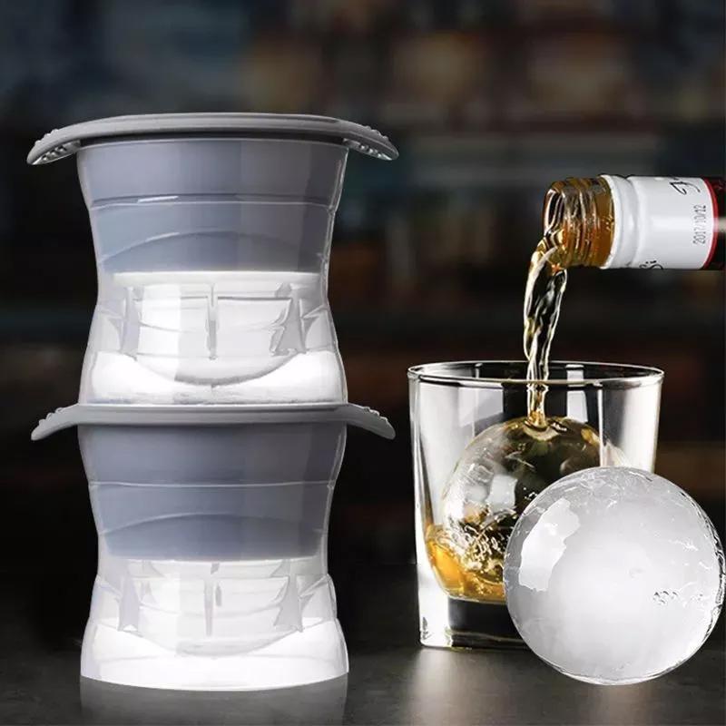 Silicone Ice Ball Moulds for Whisky and Cocktails, Pack of 4 - 4 Colours: Grey, Pink, Blue and Mint Green - view 4