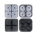 Silicone Ice Cube and Ice Ball Maker Tray Set of 2 - Black