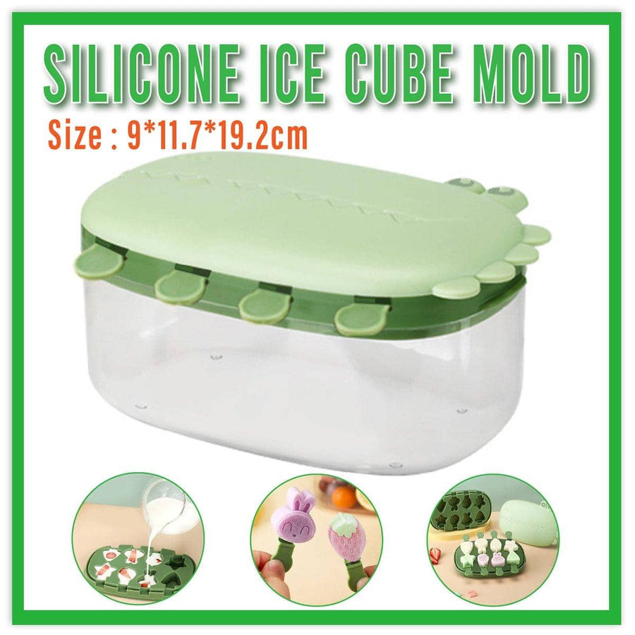 Silicone Ice Cube Mould Tray with Lid and Ice Shovel, 8 Shapes