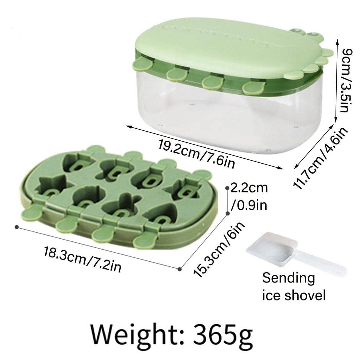 Silicone Ice Cube Mould Tray with Lid and Ice Shovel, 8 Shapes - view 3