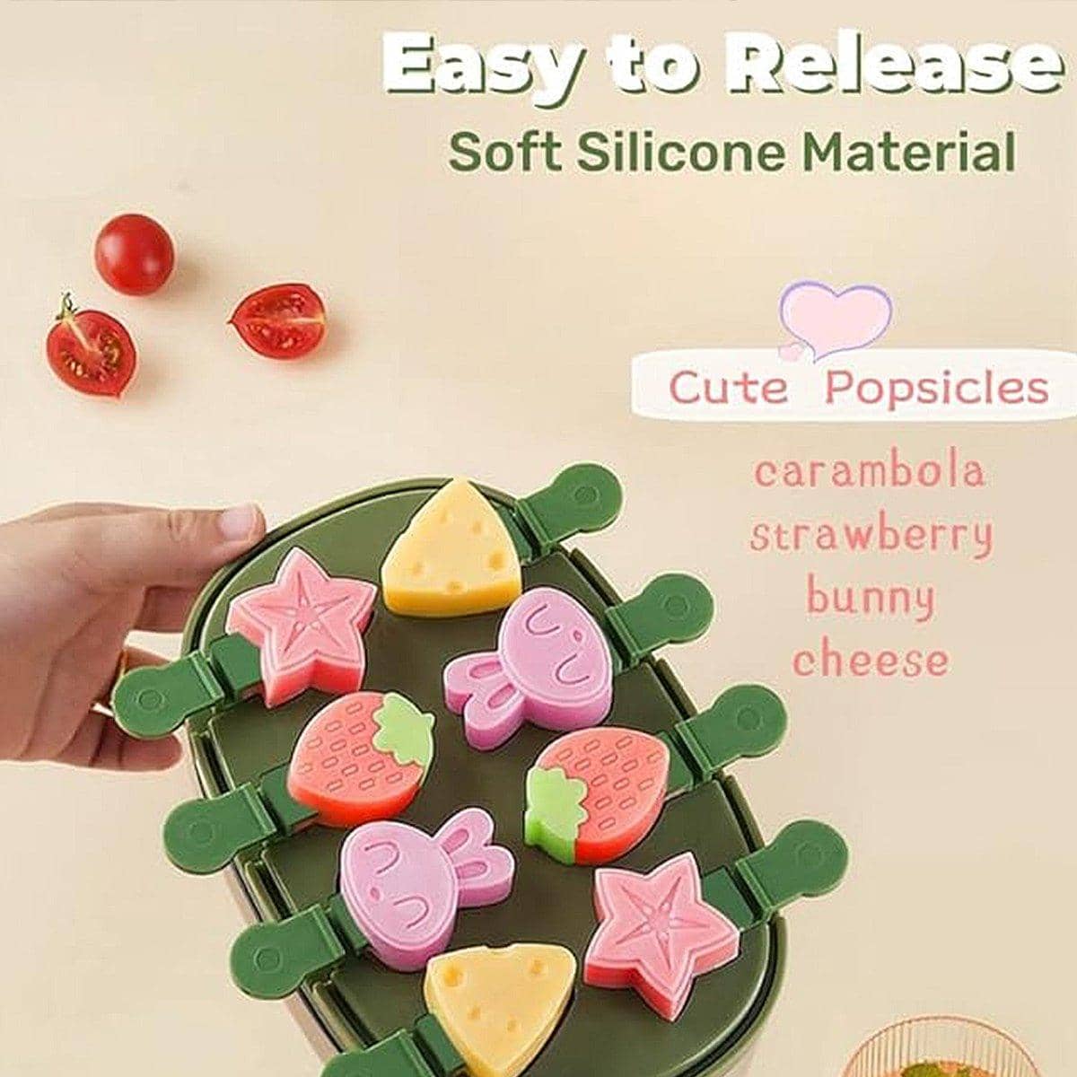 Silicone Ice Cube Mould Tray with Lid and Ice Shovel, 8 Shapes - view 4