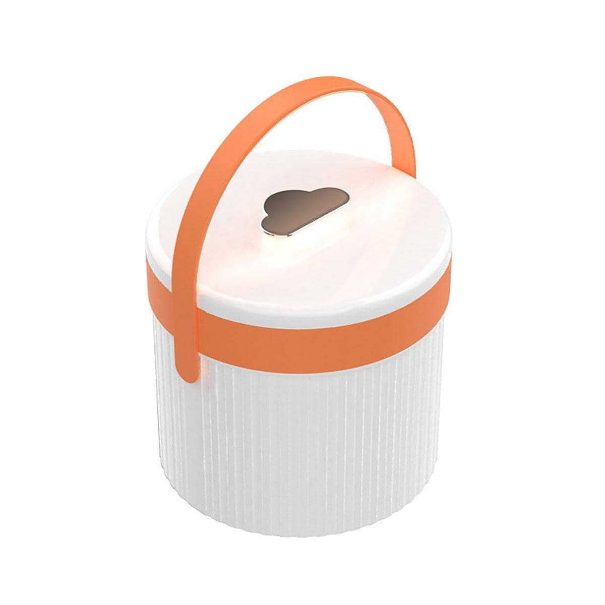 Silicone Ice Cube Mould Tray with Storage Bucket and Lid, Orange and White - view 2