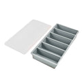 Silicone Ice Cube Tray with Lid, 6 Rectangular Slots - Grey