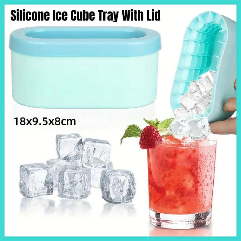 Silicone Ice Cube Tray with Lid, Makes up to 100 Mini Ice Cubes