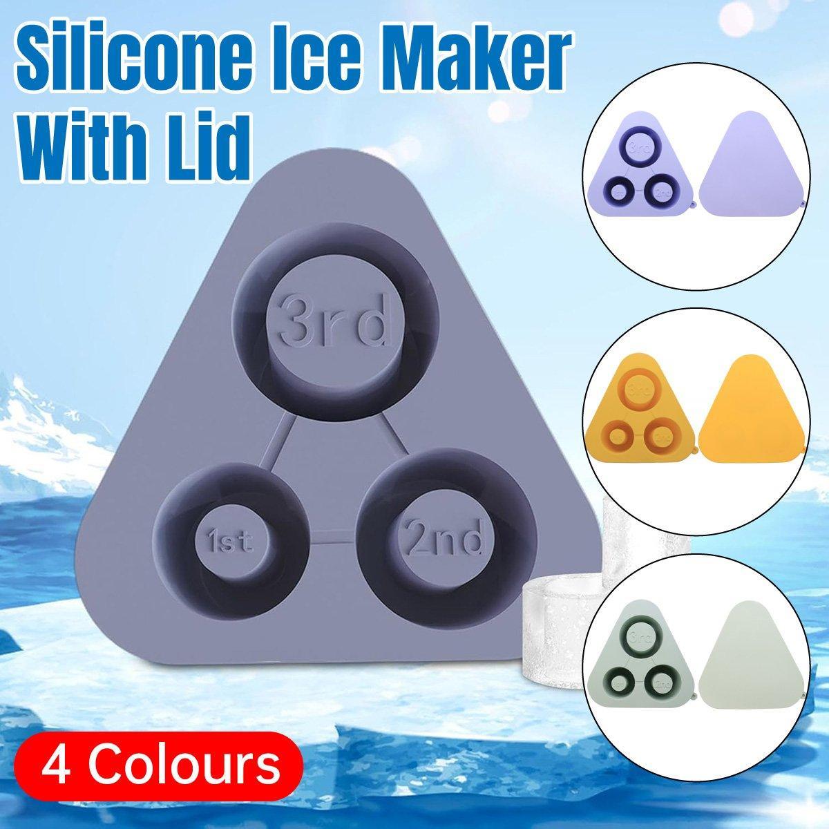 Silicone Ice Cube Tray with Lid for Stanley Cups - Grey, Makes 3 Large Hollow Ice Cubes - view 2