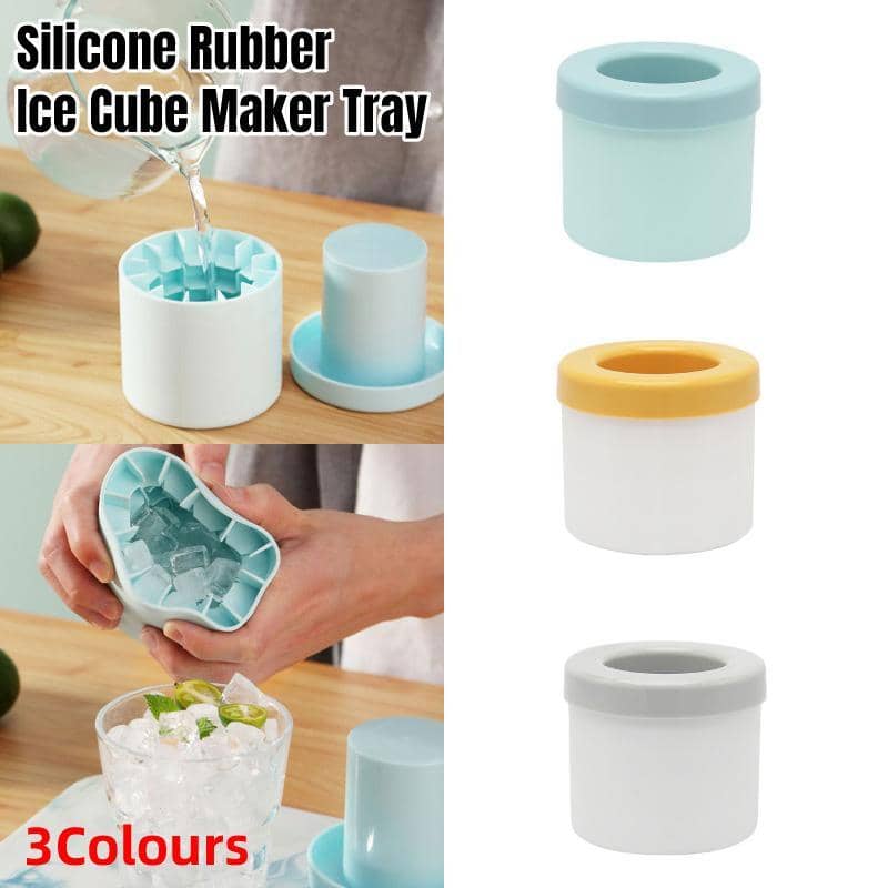 Silicone Ice Cube Tray Mould Ice Bucket, Easy Release - Yellow - view 2