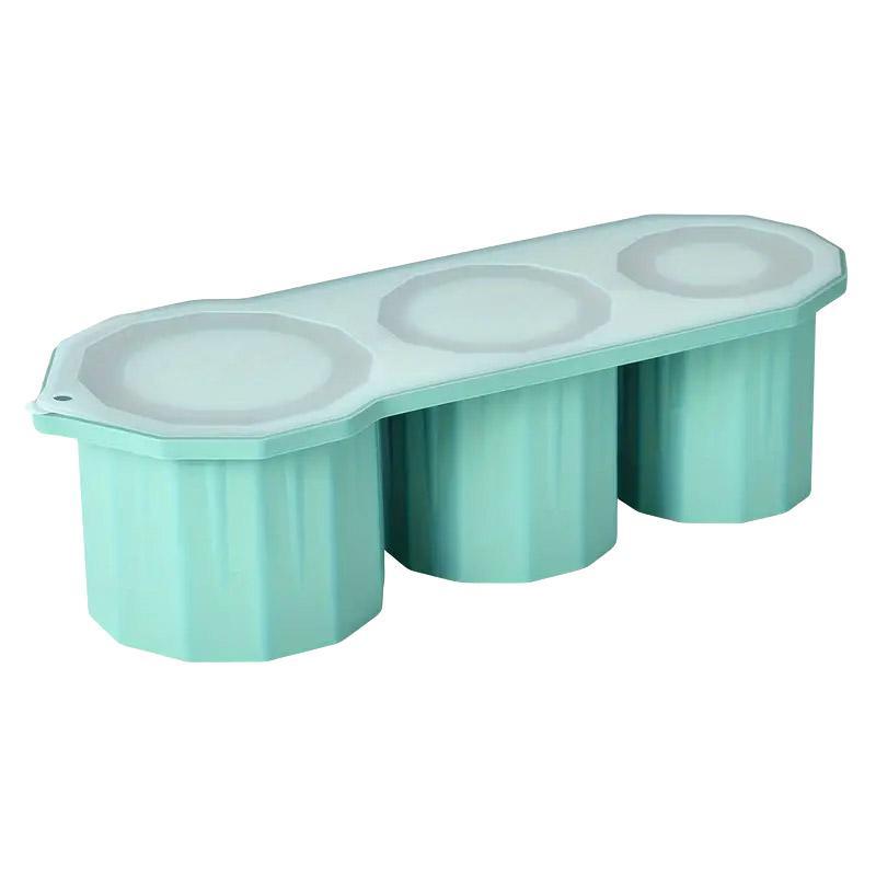 Silicone Ice Mould with Lid, 3 Large Ice Cavities - Green