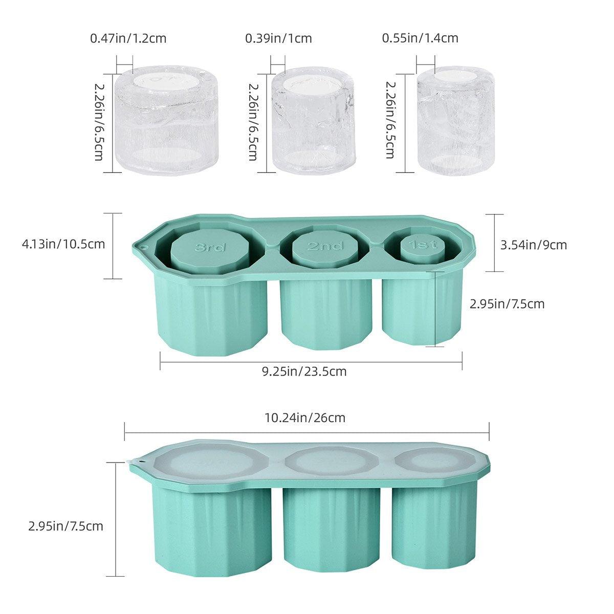 Silicone Ice Mould with Lid, 3 Large Ice Cavities - Green - view 4