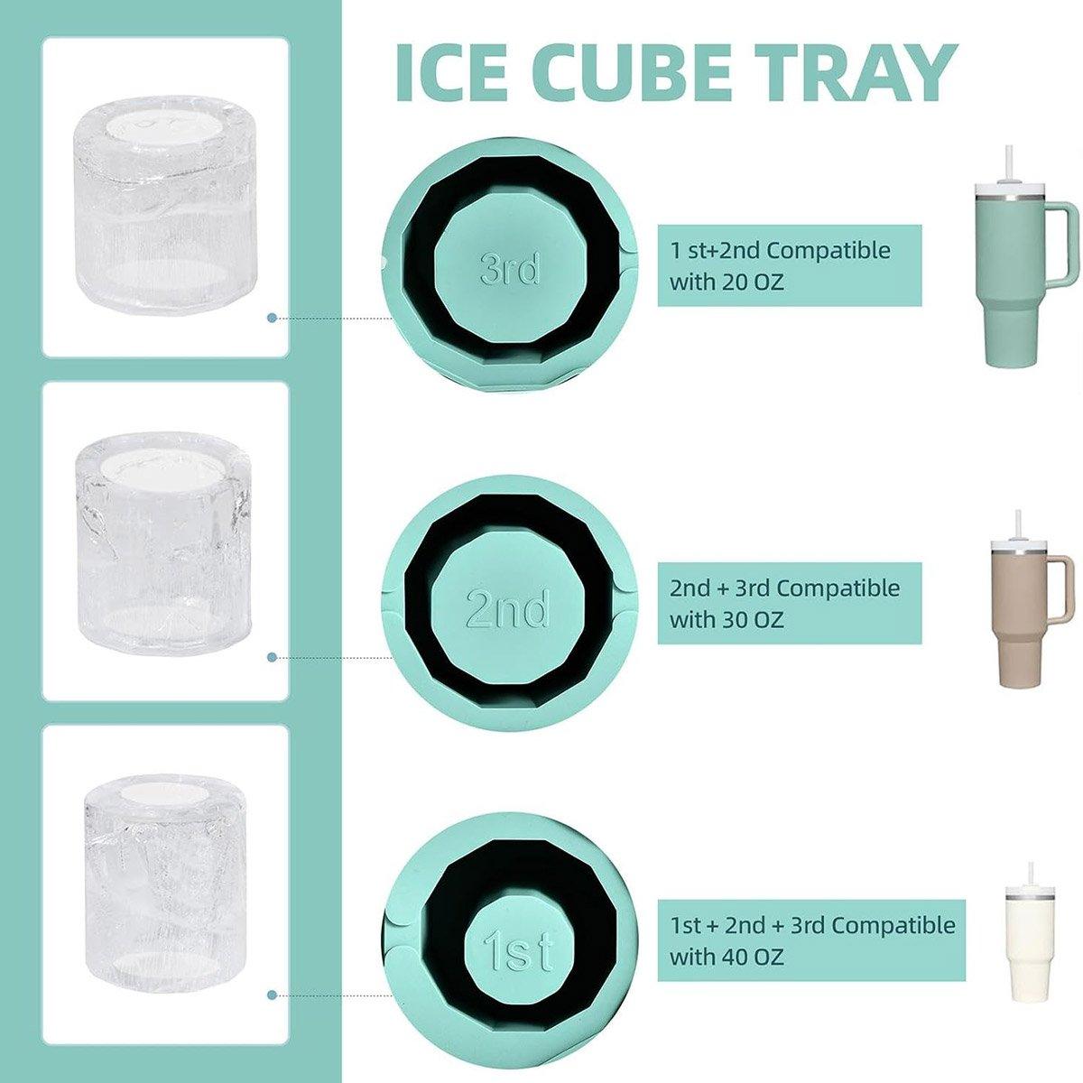 Silicone Ice Mould with Lid, 3 Large Ice Cavities - Green - view 5