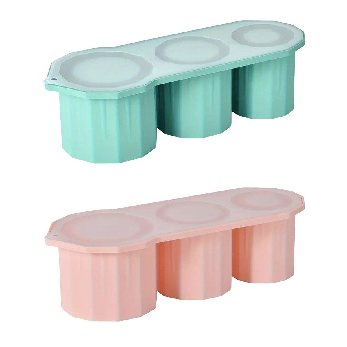 Silicone Ice Mould with Lid, 3 Large Ice Cavities - Pink - view 3
