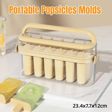 Silicone Ice Pop Mould, 6 Cavity with Lid and Handle
