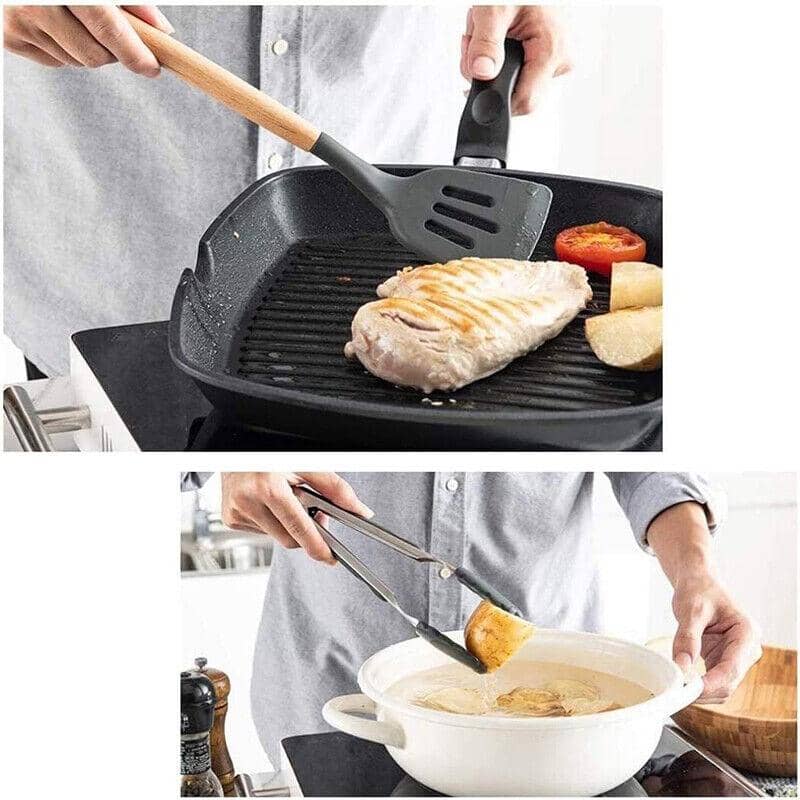 Silicone Kitchen Utensil Set with Bamboo Handles, Set of 12 - view 5