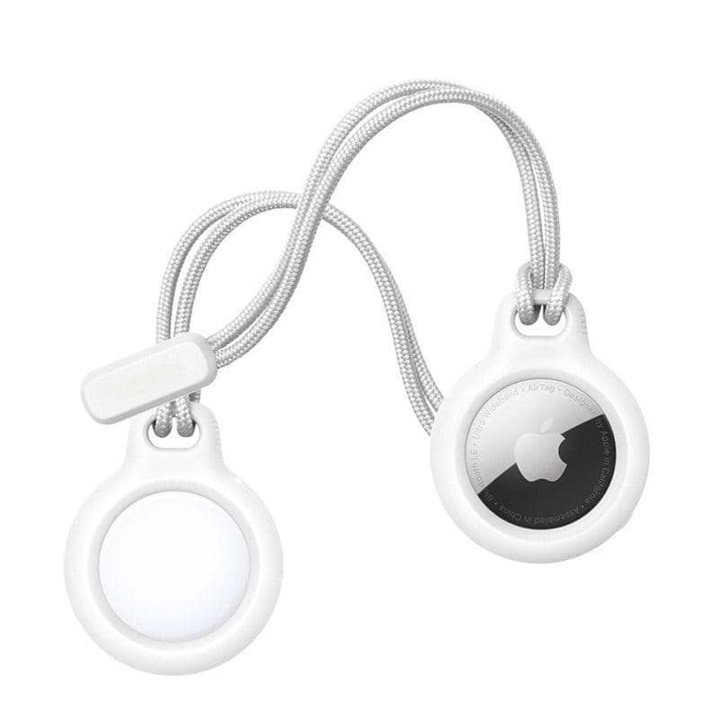 Silicone Lanyard Case with Key Ring for AirTag Tracker, White