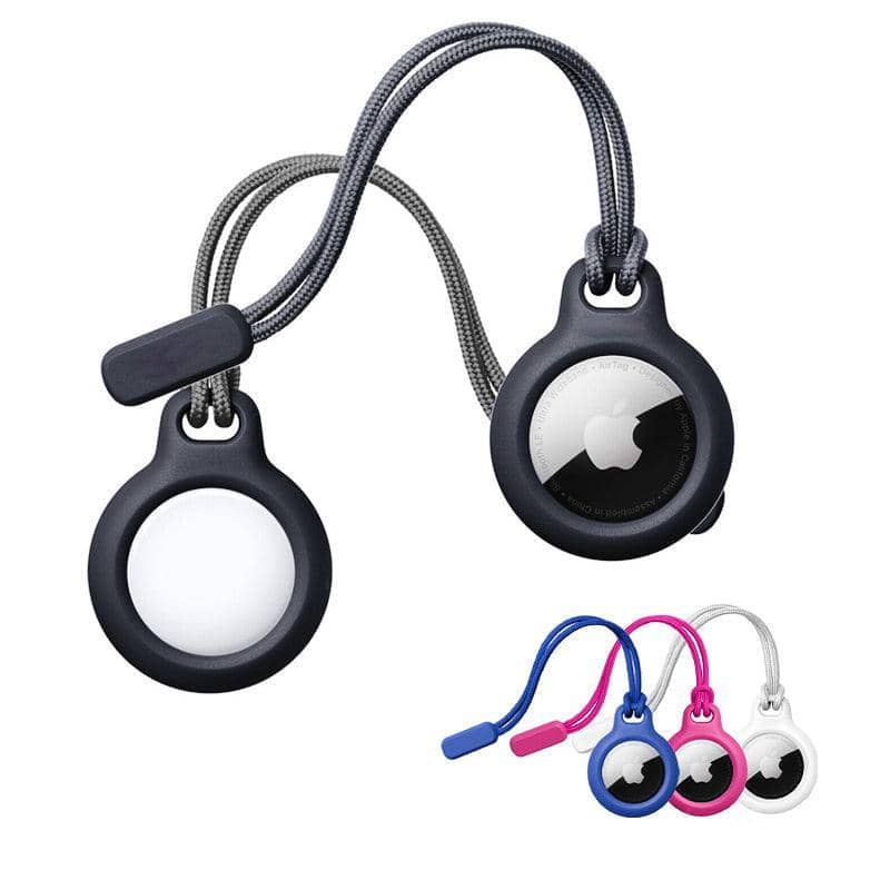 Silicone Lanyard Case with Key Ring for AirTag Tracker, White - view 3