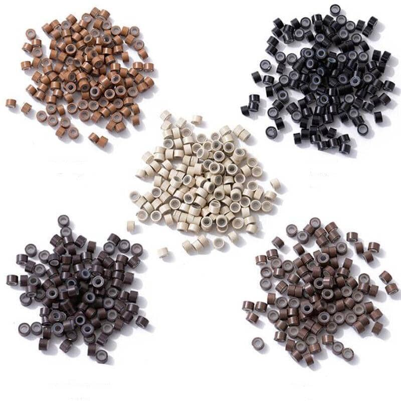 Silicone Lined Micro Ring Hair Extension Beads, 5 mm, Pack of 200 - Brown - view 3