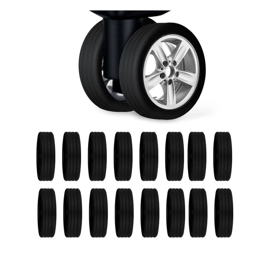 Silicone Luggage Wheel Covers, 16 Pack Caster Protectors - Black