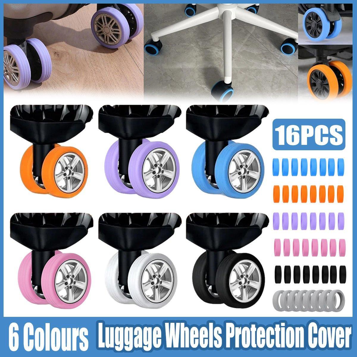 Silicone Luggage Wheel Covers, 16 Pack Caster Protectors - Black - view 2