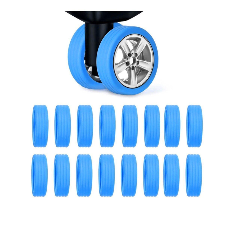 Silicone Luggage Wheel Covers, 16 Pack Caster Protectors - Blue