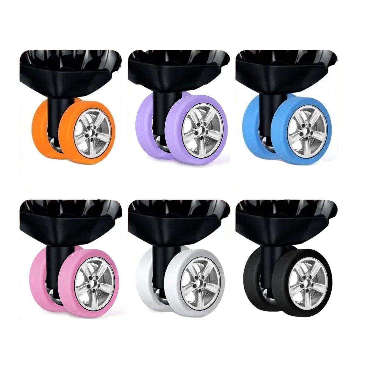 Silicone Luggage Wheel Covers, 16 Pack Caster Protectors - Blue - view 10