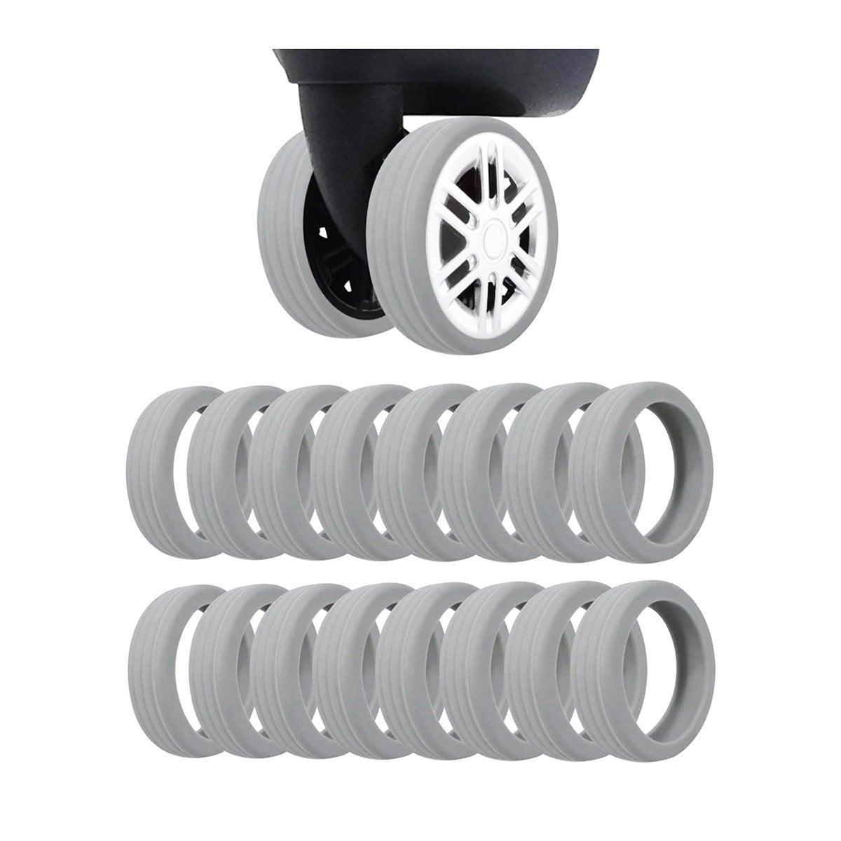Silicone Luggage Wheel Covers, 16 Pack Caster Protectors - Grey