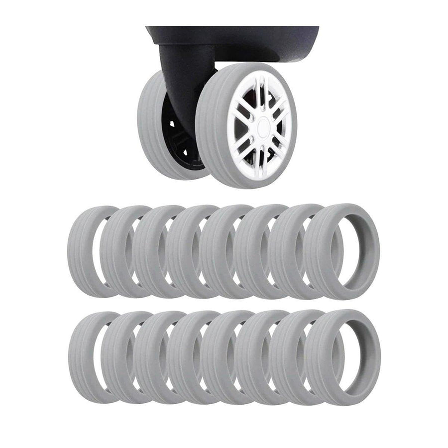 Silicone Luggage Wheel Covers, 16 Pack Caster Protectors - Grey