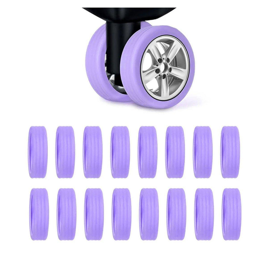 Silicone Luggage Wheel Covers, 16 Pack Caster Protectors - Purple
