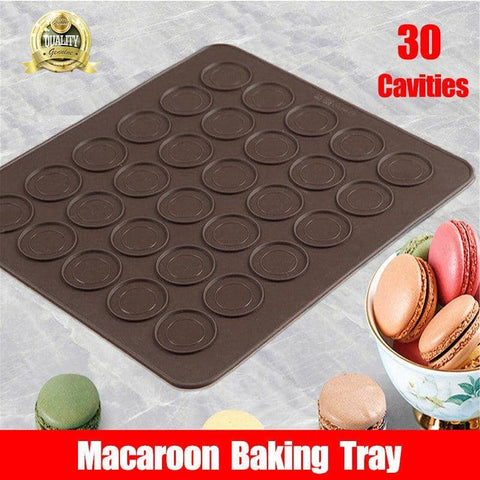 Silicone Macaron Baking Mat with 30 Cavities, Non-Stick Reusable Mould Sheet