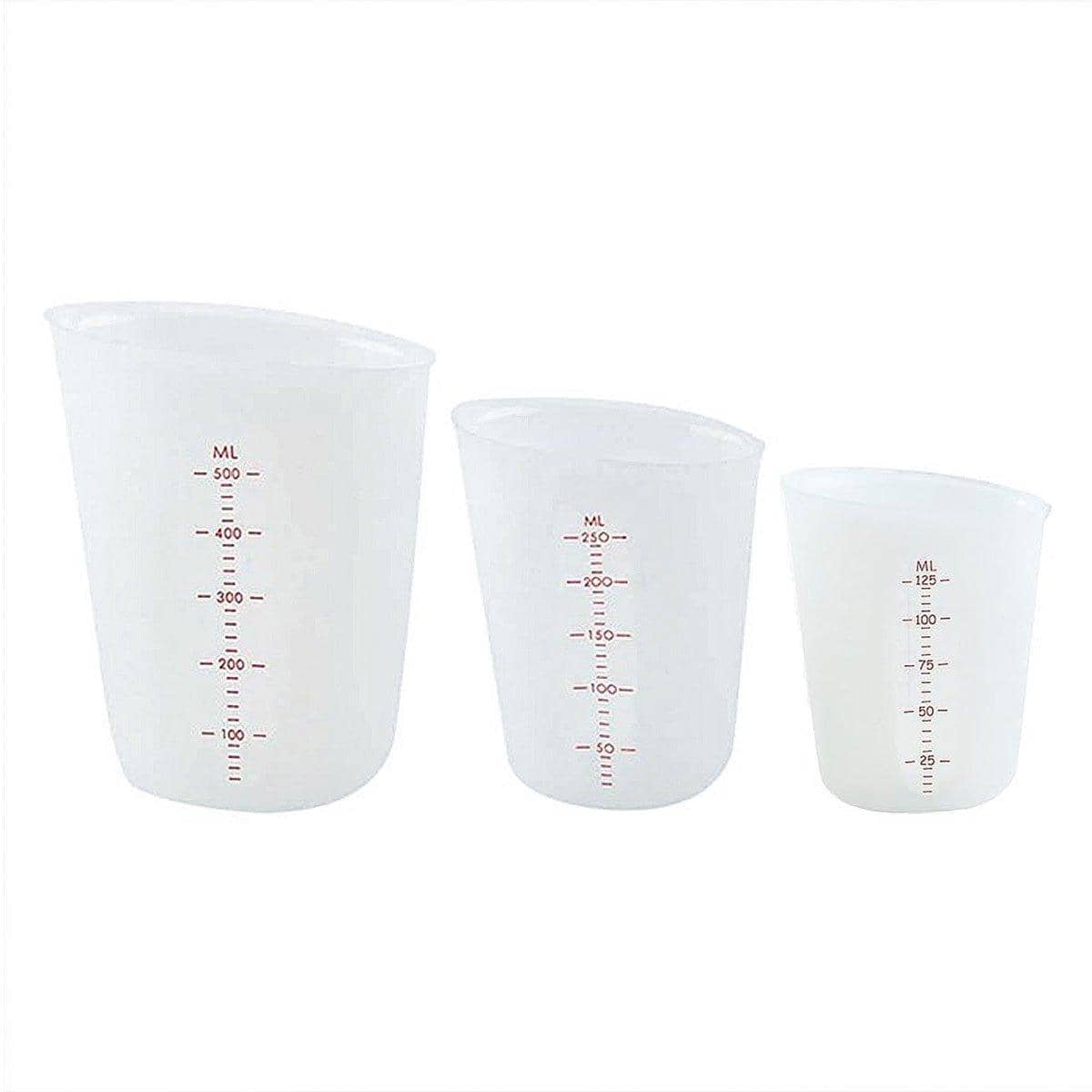 Silicone Measuring Cup Set of 3 - White, 125ml, 250ml, 500ml - view 2