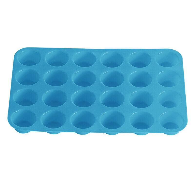 Silicone Mini Cupcake Baking Tray, 24 Cavity - Blue