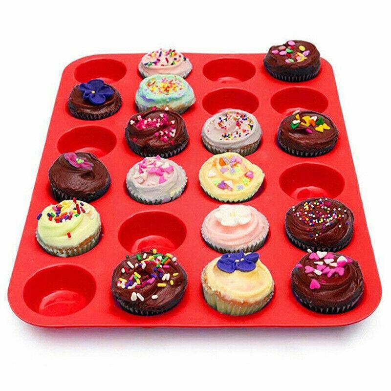 Silicone Mini Cupcake Baking Tray, 24 Cavity - Blue - view 8
