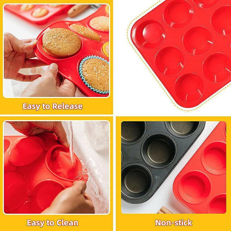 Silicone Mini Cupcake Baking Tray, 24 Cavity - Blue - view 9