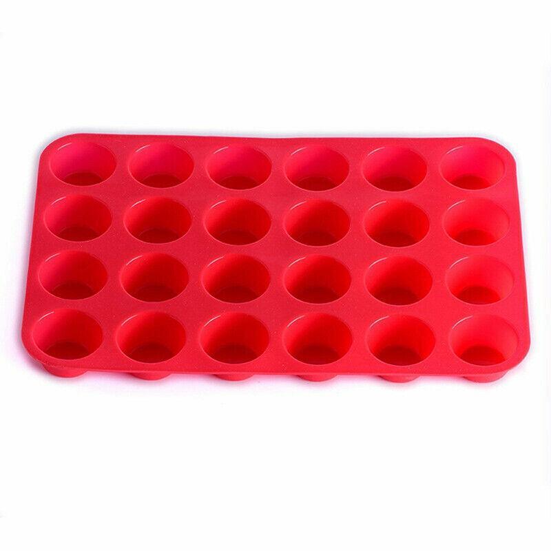 Silicone Mini Cupcake Baking Tray, 24 Cavity - Red
