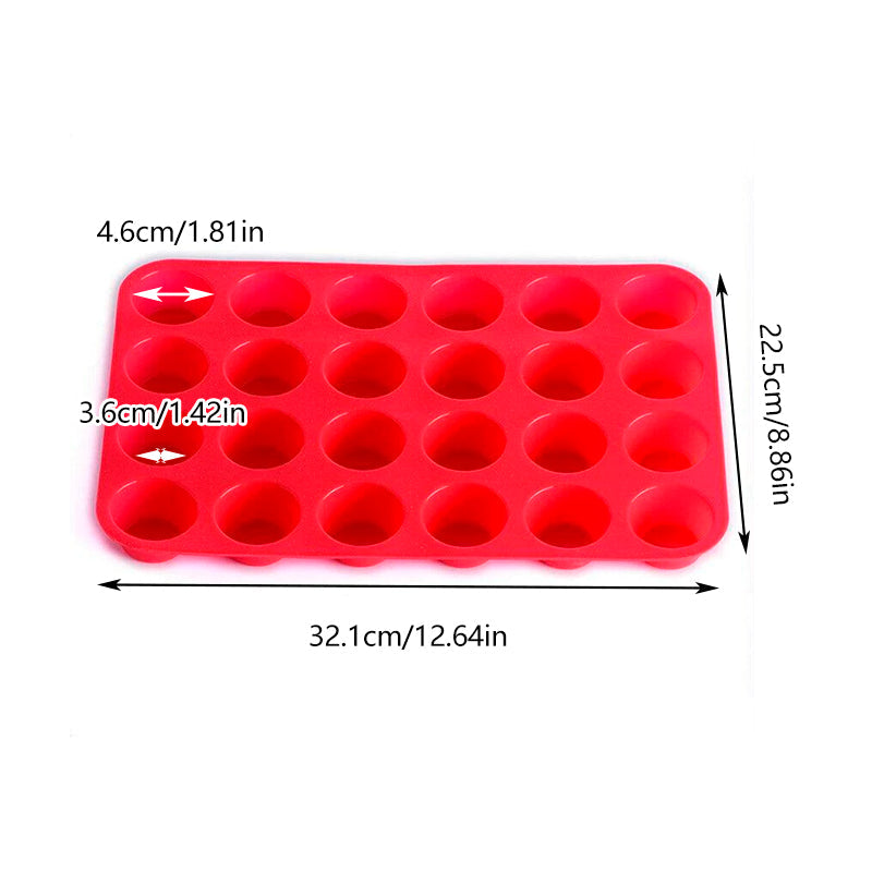 Silicone Mini Cupcake Baking Tray, 24 Cavity - Red - view 4